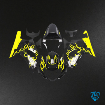 Suzuki GSXR 600-750 (2001-2003) Bright Yellow Flame Motorcycle - Custom ABS Fairing Kit