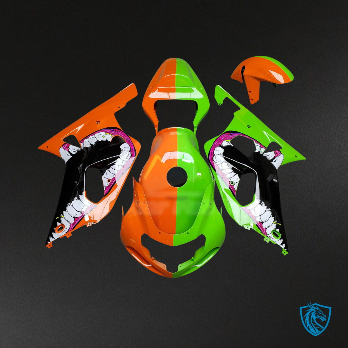 Suzuki GSXR 600-750 (2001-2003) Gloss Orange & Green - Custom ABS Fairing Kit