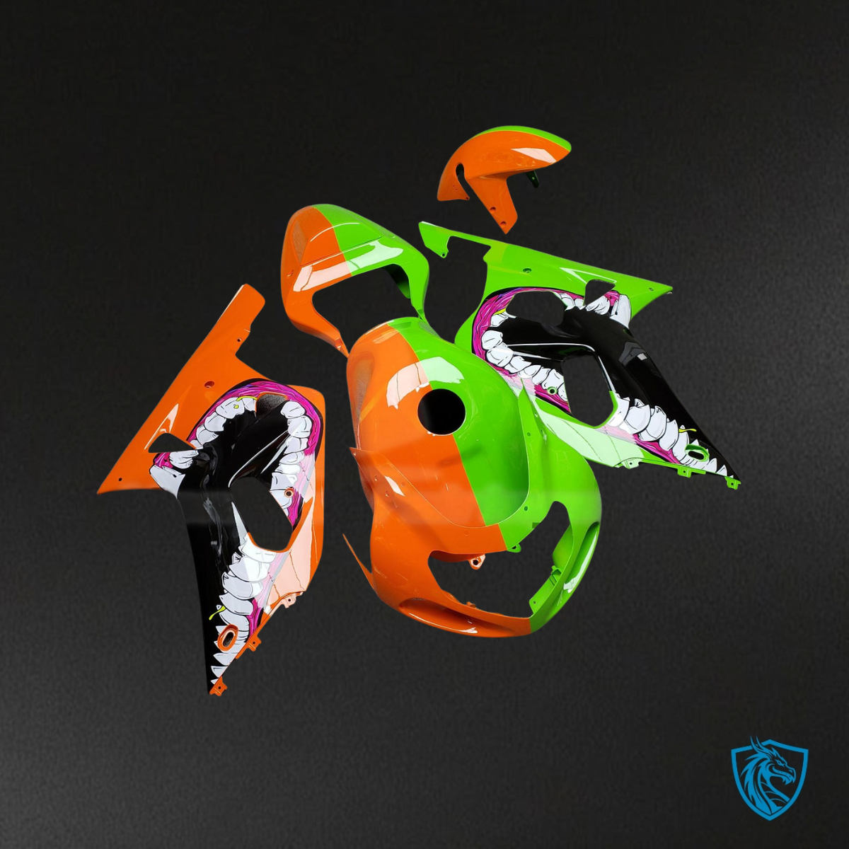 Suzuki GSXR 600-750 (2001-2003) Gloss Orange & Green - Custom ABS Fairing Kit