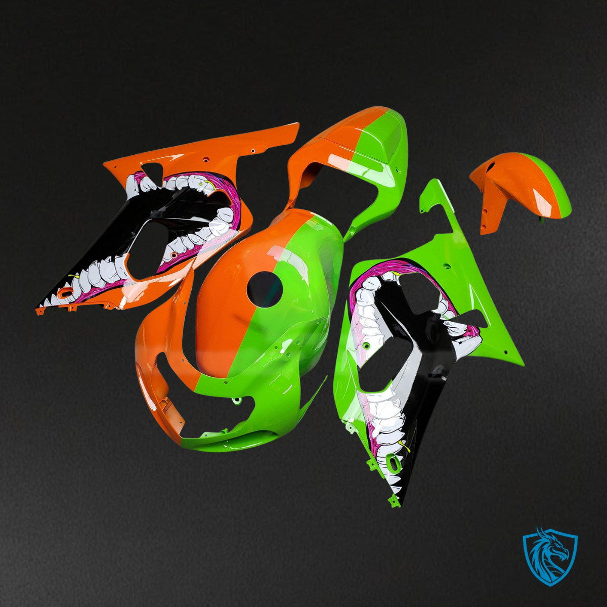 Suzuki GSXR 600-750 (2001-2003) Gloss Orange & Green - Custom ABS Fairing Kit