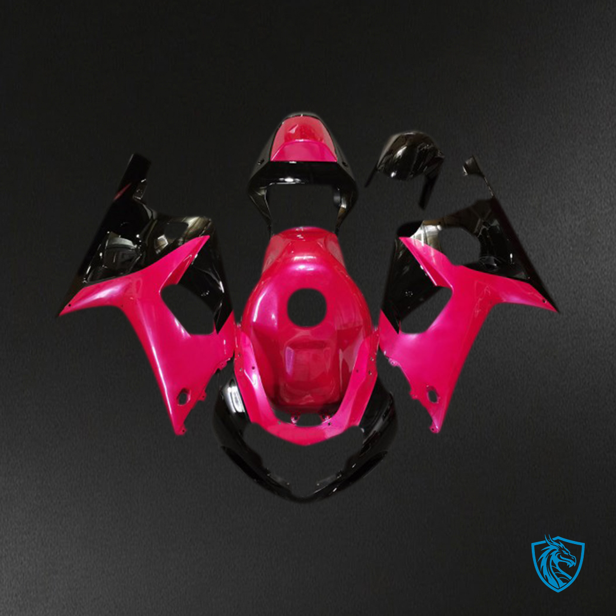 Suzuki GSXR 600-750 (2001-2003) Gloss Pink & Black Motorcycle Fairings Kit - Aftermarket ABS Bodywork