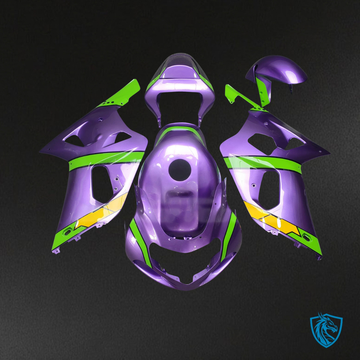 Suzuki GSXR 600-750 (2001-2003) Purple, Yellow & Green Fairing Kit - Aftermarket ABS Bodywork