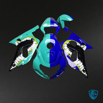 Suzuki GSXR 600-750 (2001-2003) Gloss Teal & Blue Monster Split Fairing Kit | ABS Bodywork