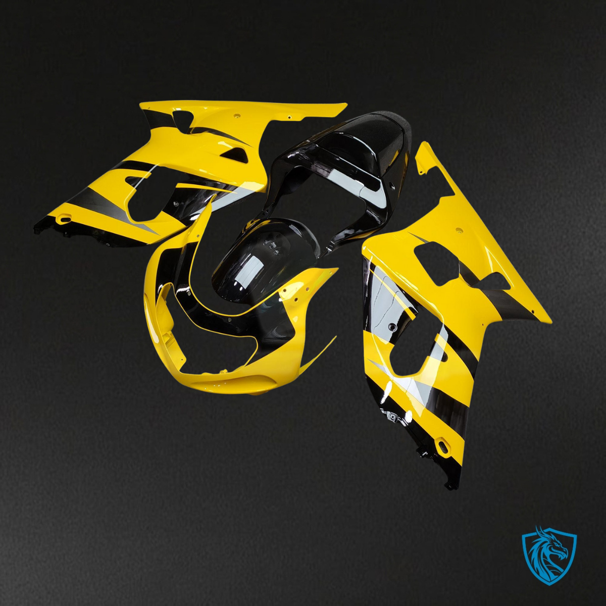 Suzuki GSXR 600-750 (2001-2003) Gloss Yellow, Black & Gray - Custom ABS Fairing Kit