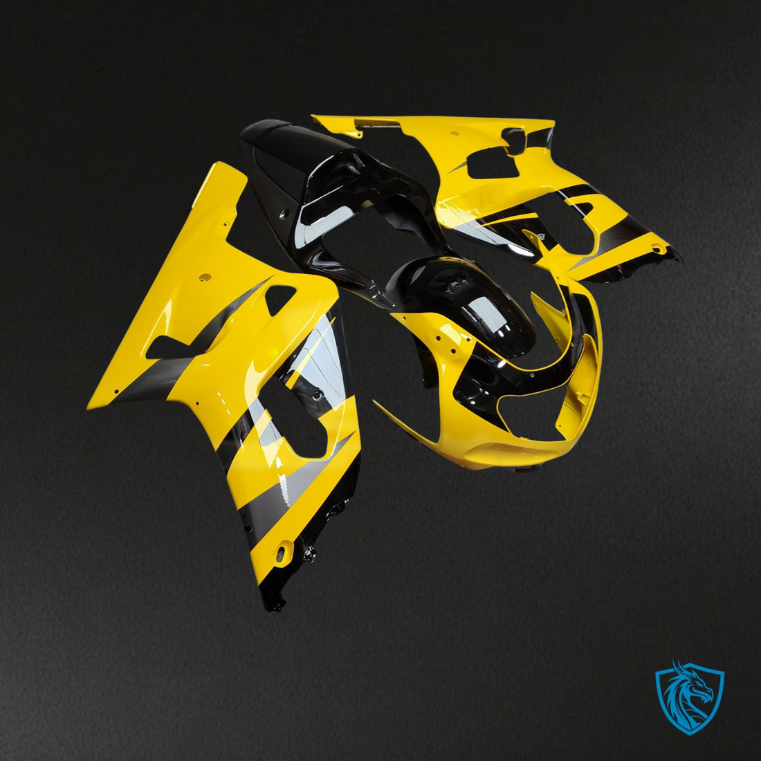 Suzuki GSXR 600-750 (2001-2003) Gloss Yellow, Black & Gray - Custom ABS Fairing Kit