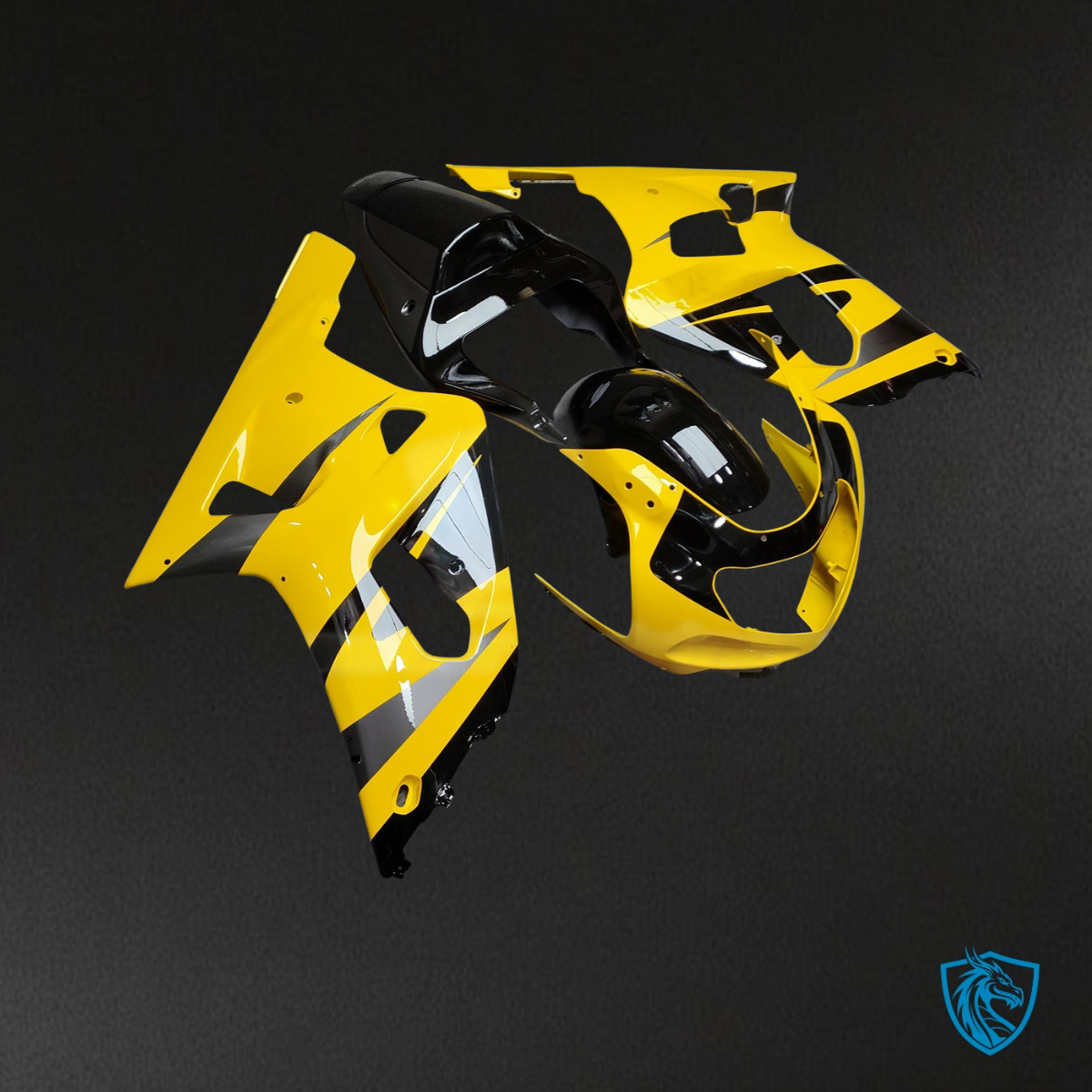 Suzuki GSXR 600-750 (2001-2003) Gloss Yellow, Black & Gray - Custom ABS Fairing Kit