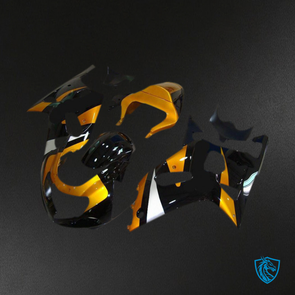 Suzuki GSXR 600-750 (2001-2003) Gold & Black Motorcycle - Custom ABS Fairing Kit