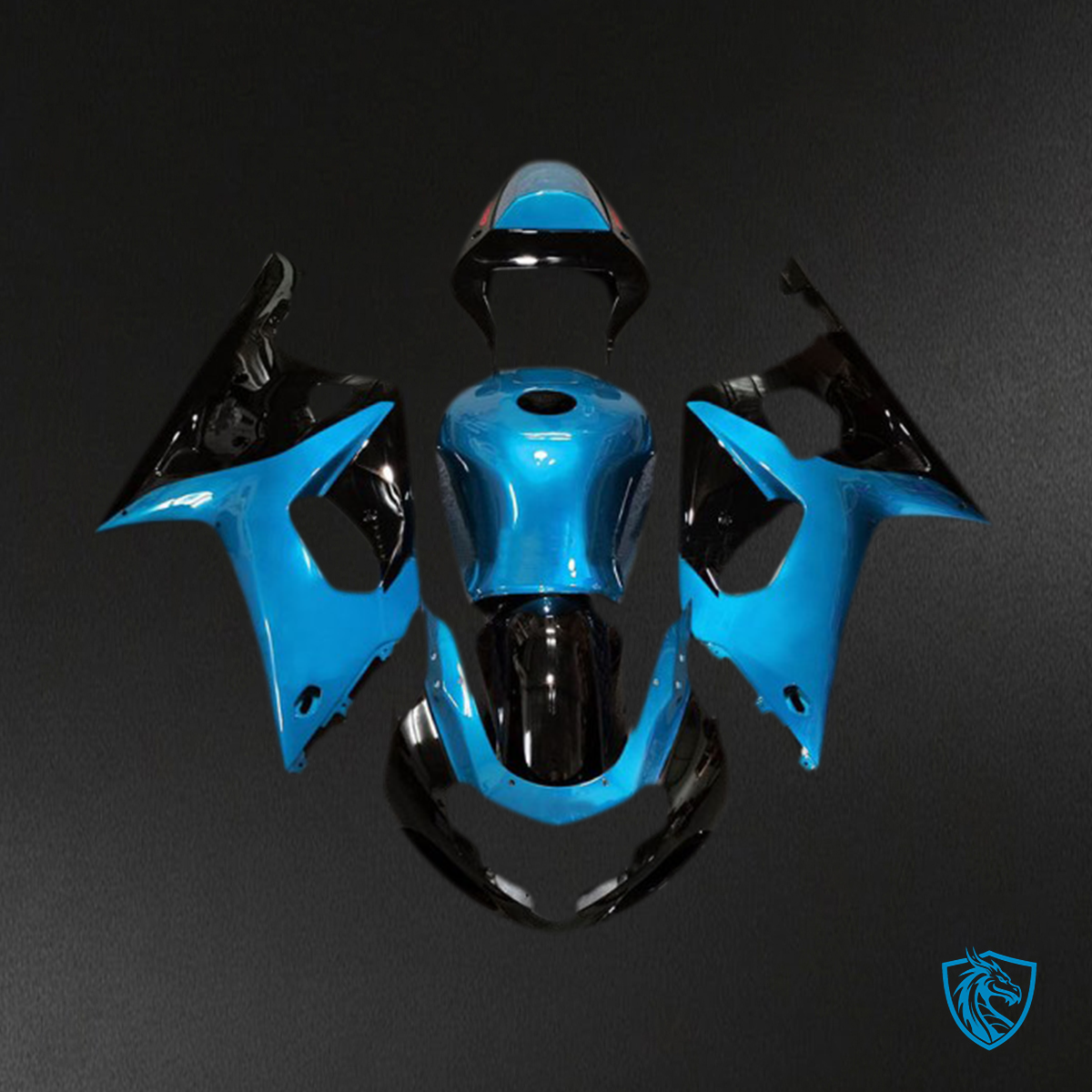 Suzuki GSXR 600-750 (2001-2003) Light Blue & Black Gloss Motorcycle Fairings Kit | ABS Bodywork