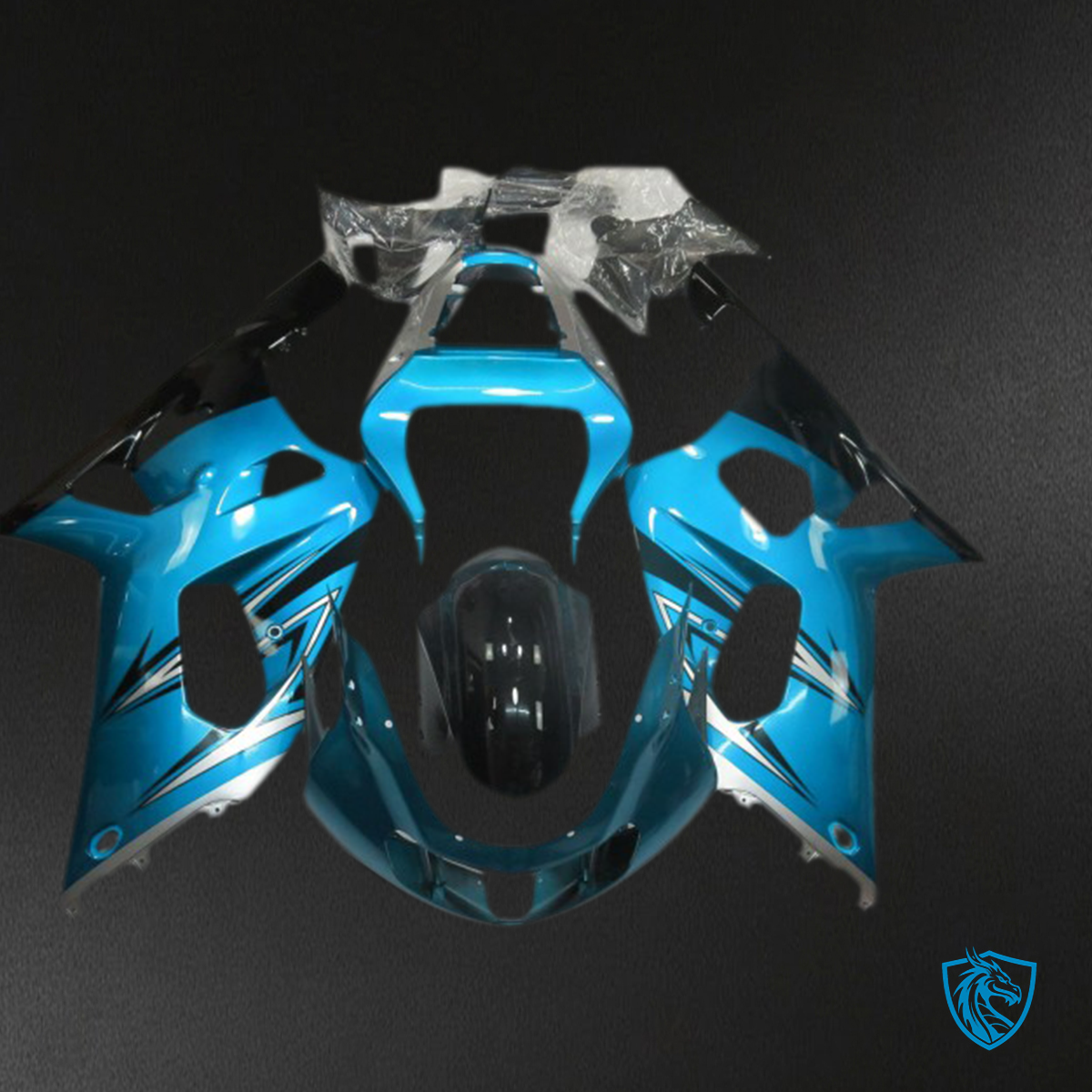 Suzuki GSXR 600-750 (2001-2003) Light Blue & Silver Motorcycle - Custom ABS Fairing Kit
