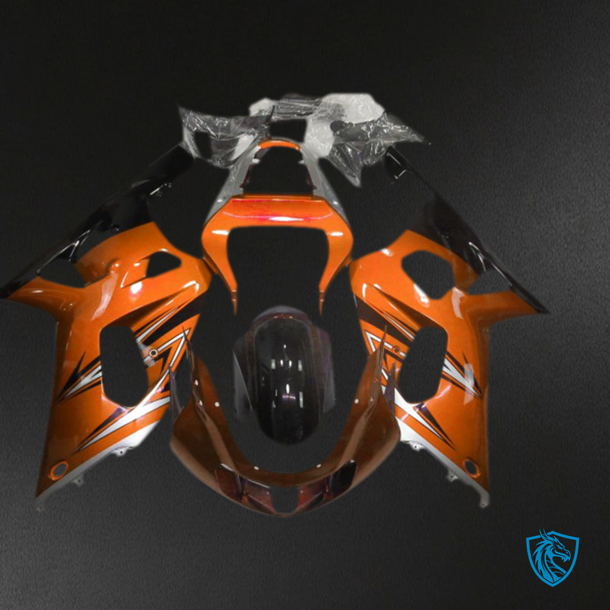 Suzuki GSXR 600-750 (2001-2003) Orange & Silver Motorcycle Fairings Kit - Aftermarket ABS Bodywork