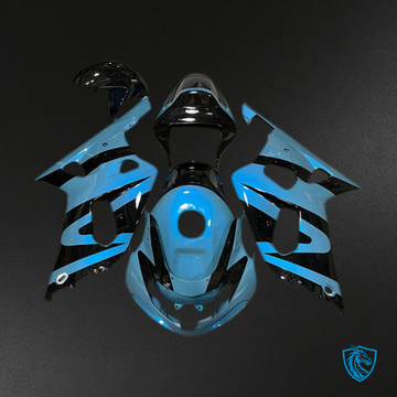 Suzuki GSXR 600-750 (2001-2003) Pearl Light Blue & Black Motorcycle Fairings Kit | ABS Bodywork