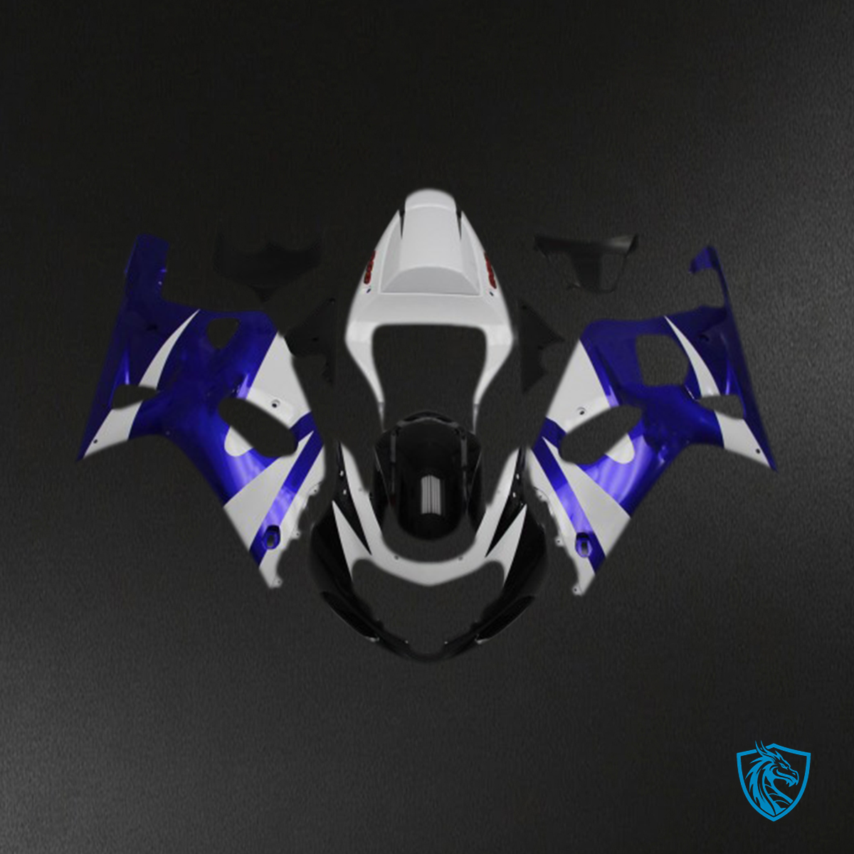 Suzuki GSXR 600-750 (2001-2003) White & Blue Motorcycle Fairings Kit - Aftermarket ABS Bodywork