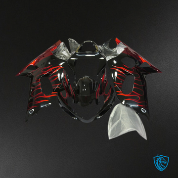 Suzuki GSXR 600-750 (2001-2003) Black & Red flame Jordan - MERGEment Motorcycle Fairings Kit