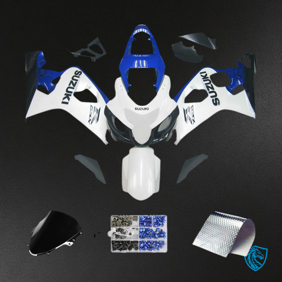 Suzuki GSXR 600-750 (2004-2005) White & Blue plastic - Fairing Kit | ABS Bodywork