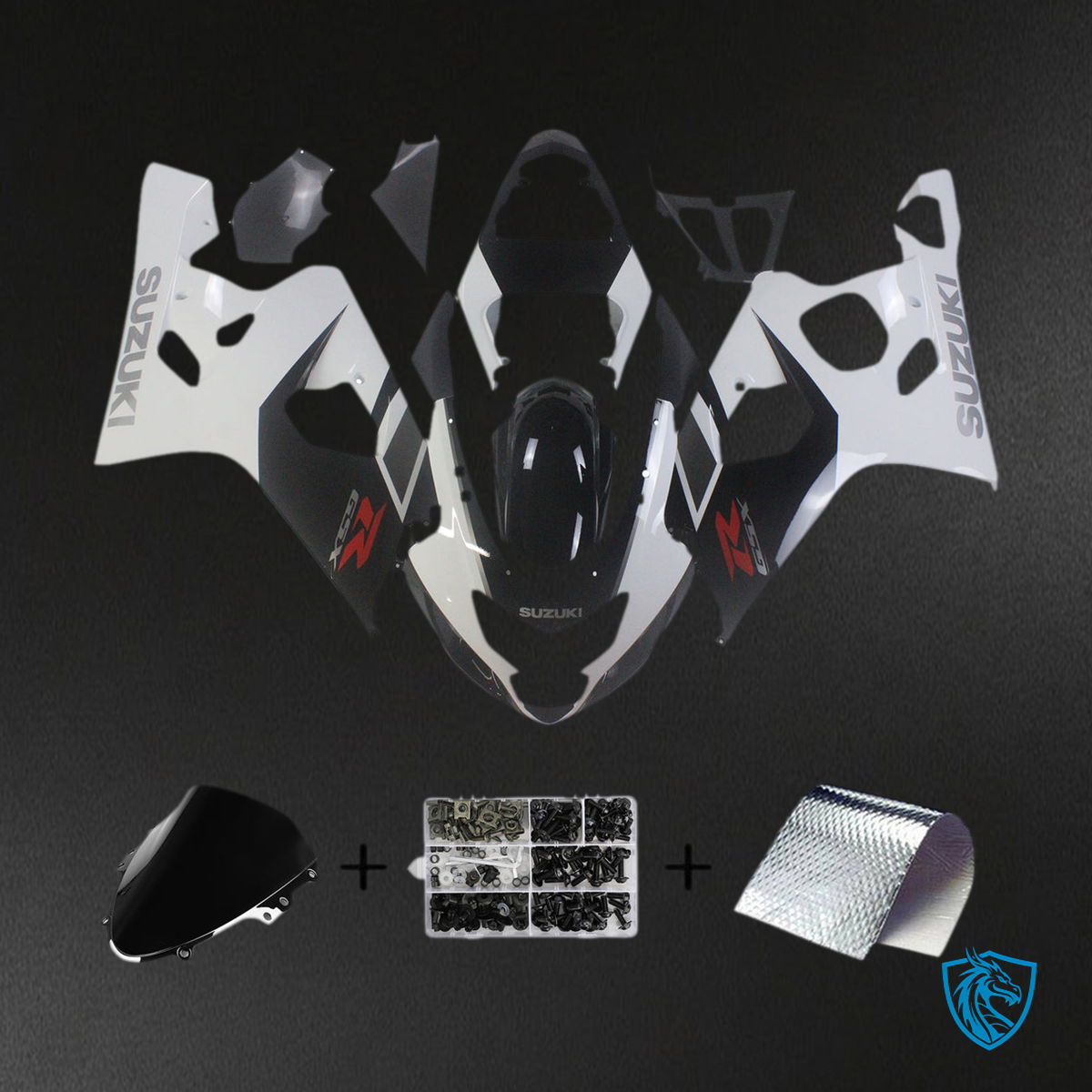Suzuki GSXR 600-750 (2004-2005) Black & White motorcycle - Fairing Kit | ABS Bodywork