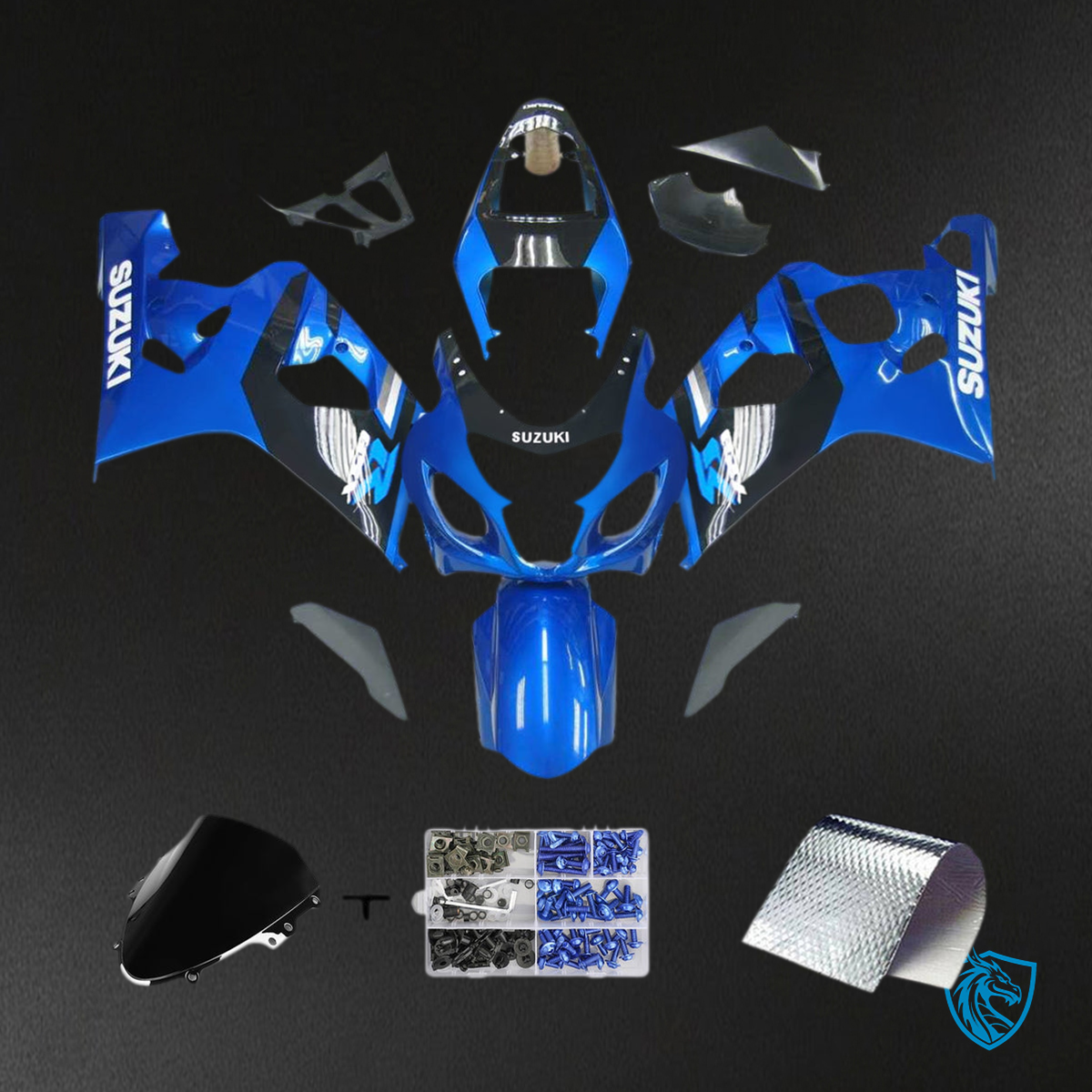 Suzuki GSXR 600-750 (2004-2005) Gloss Blue & Black - MERGEment Motorcycle Fairings Kit