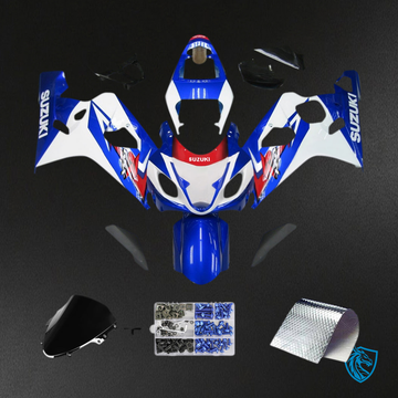 Suzuki GSXR 600-750 (2004-2005) Blue, White & Black Fairing Kit - Aftermarket ABS Bodywork
