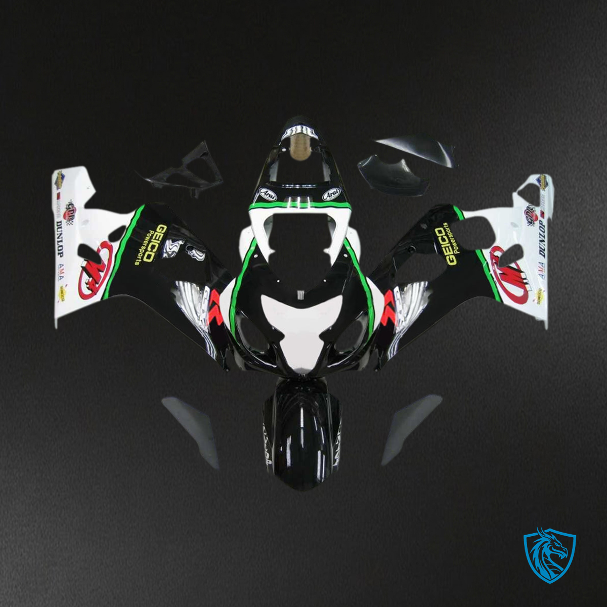 Suzuki GSXR 600-750 (2004-2005) Black, White & Red - Fairing Kit | ABS Bodywork