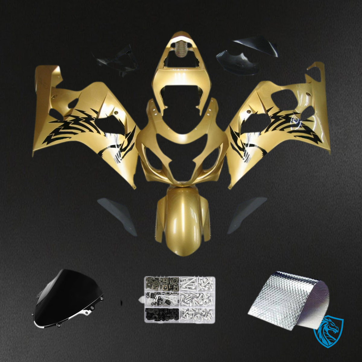 Suzuki GSXR 600-750 (2004-2005) Gold & Black - MERGEment Motorcycle Fairings Kit