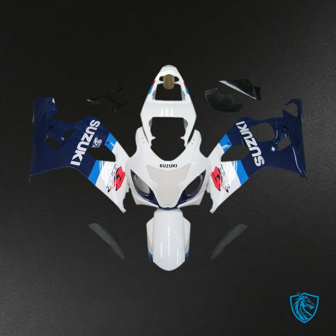 Suzuki GSXR 600-750 (2004-2005) White & Blue Fairing Kit - Aftermarket ABS Bodywork