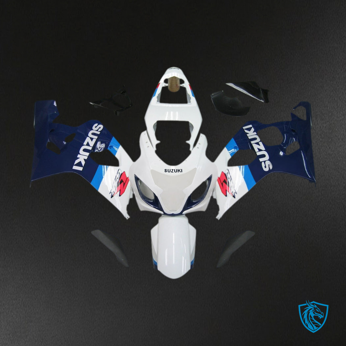 Suzuki GSXR 600-750 (2004-2005) White & Blue Fairing Kit - Aftermarket ABS Bodywork