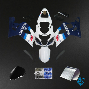 Suzuki GSXR 600-750 (2004-2005) White & Blue Fairing Kit - Aftermarket ABS Bodywork