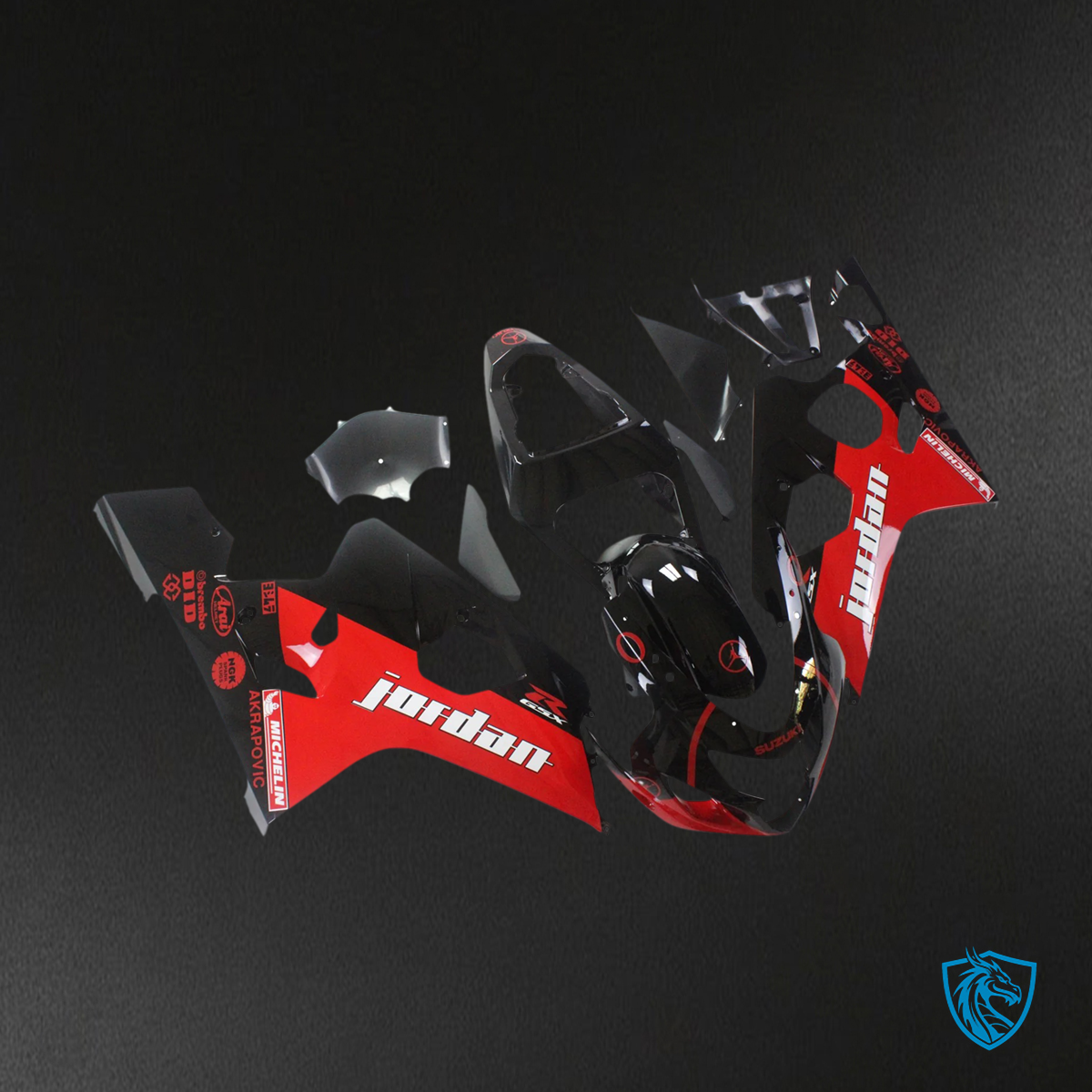 Suzuki GSXR 600-750 (2004-2005) Black & Red - Fairing Kit
