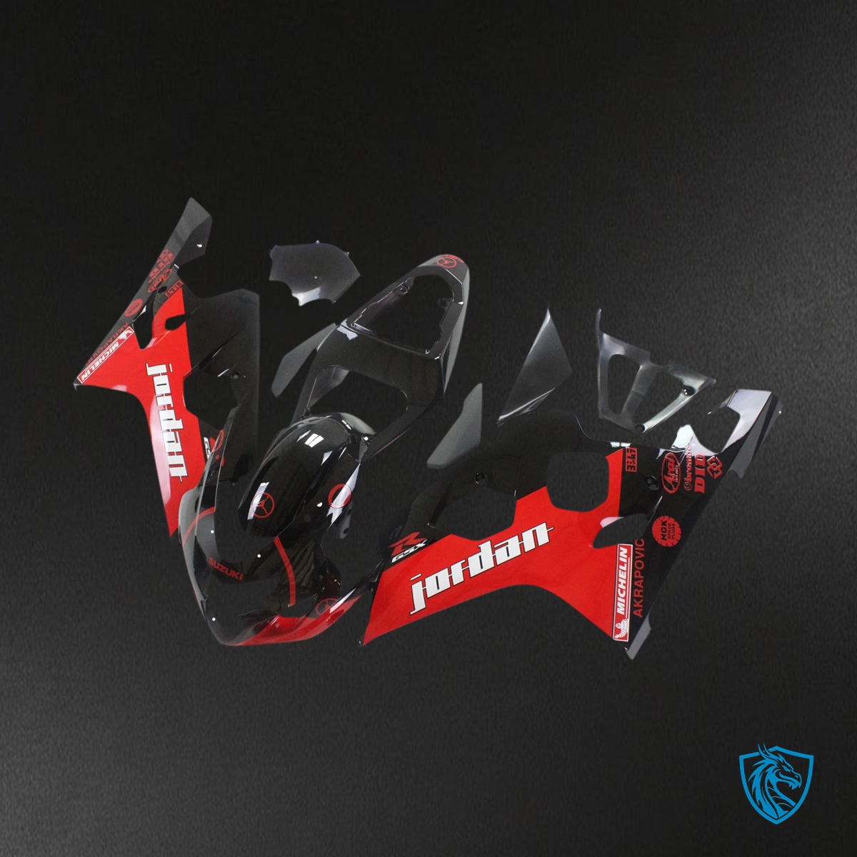 Suzuki GSXR 600-750 (2004-2005) Black & Red - Fairing Kit