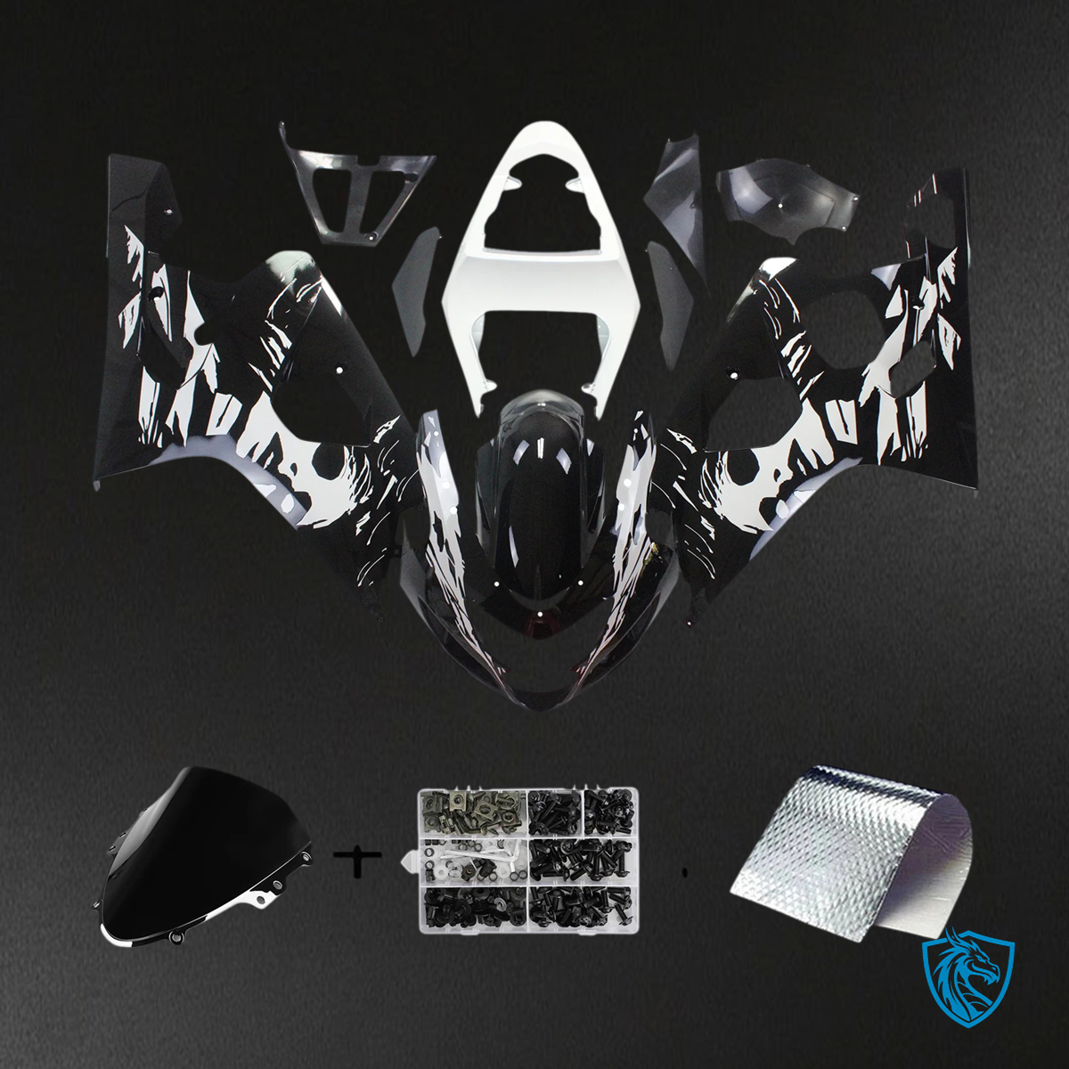 Suzuki GSXR 600-750 (2004-2005) Black & White Cartoon - Fairing Kit