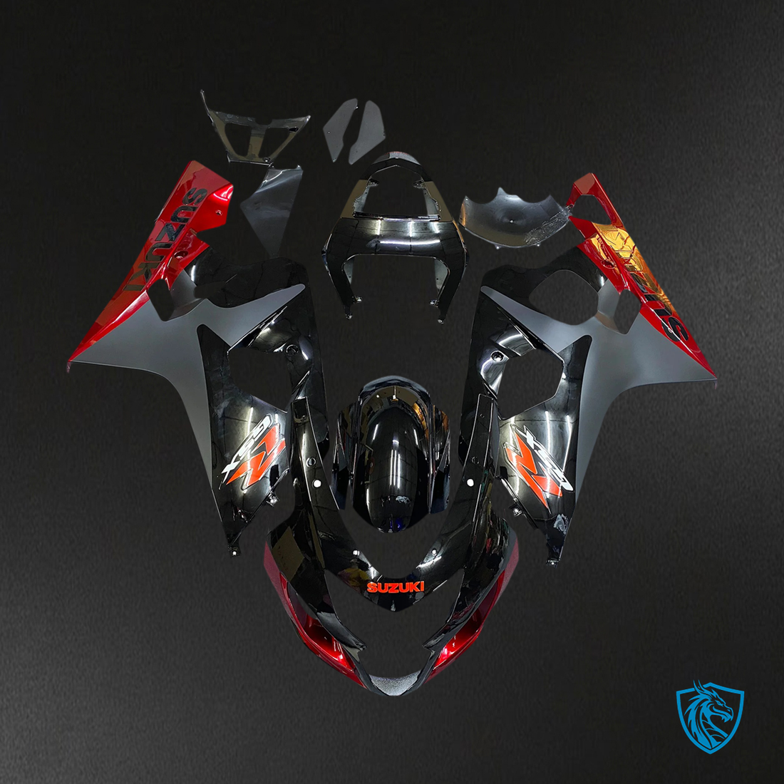 Suzuki GSXR 600-750 (2004-2005) Black with Red - Fairing Kit