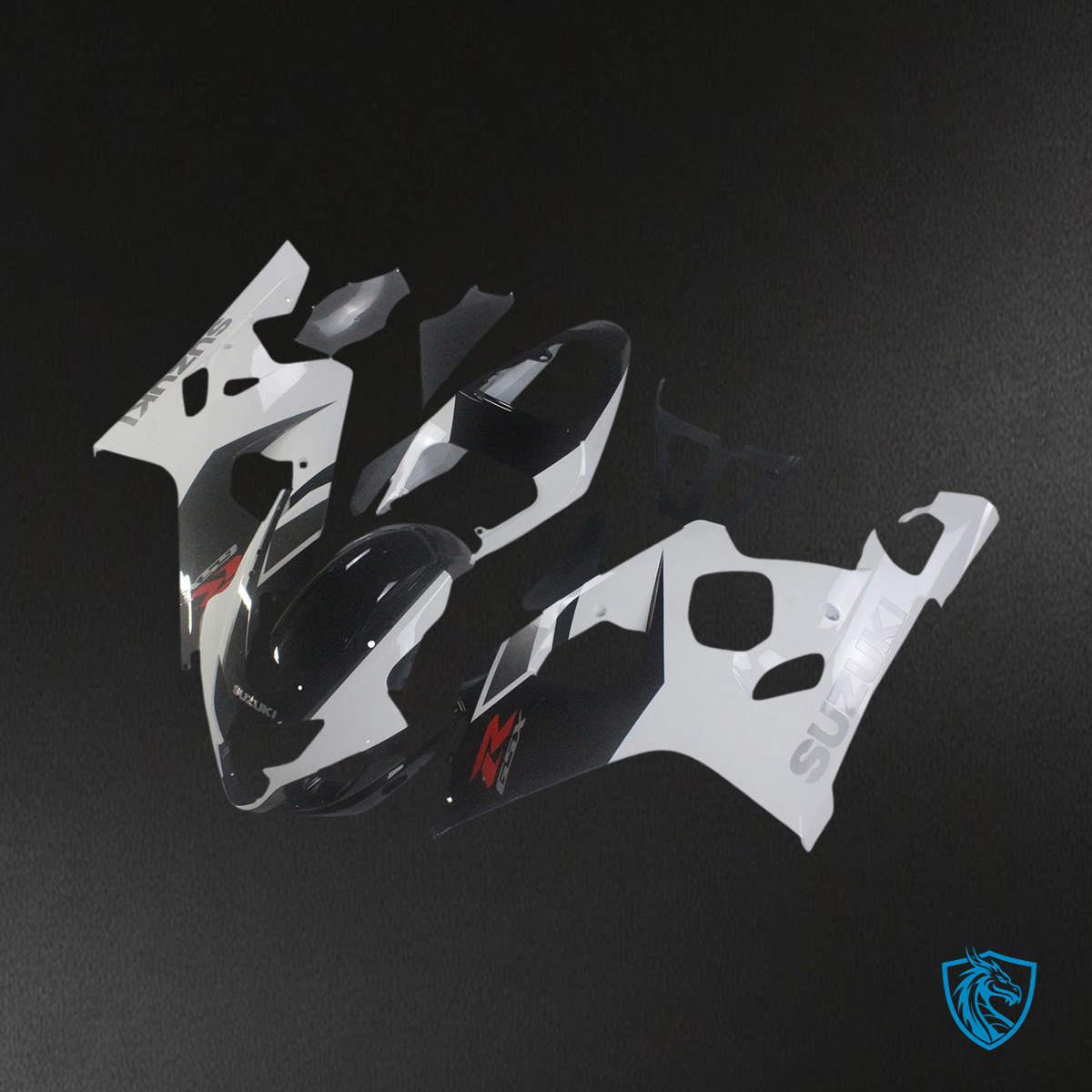Suzuki GSXR 600-750 (2004-2005) Black with White - Fairing Kit