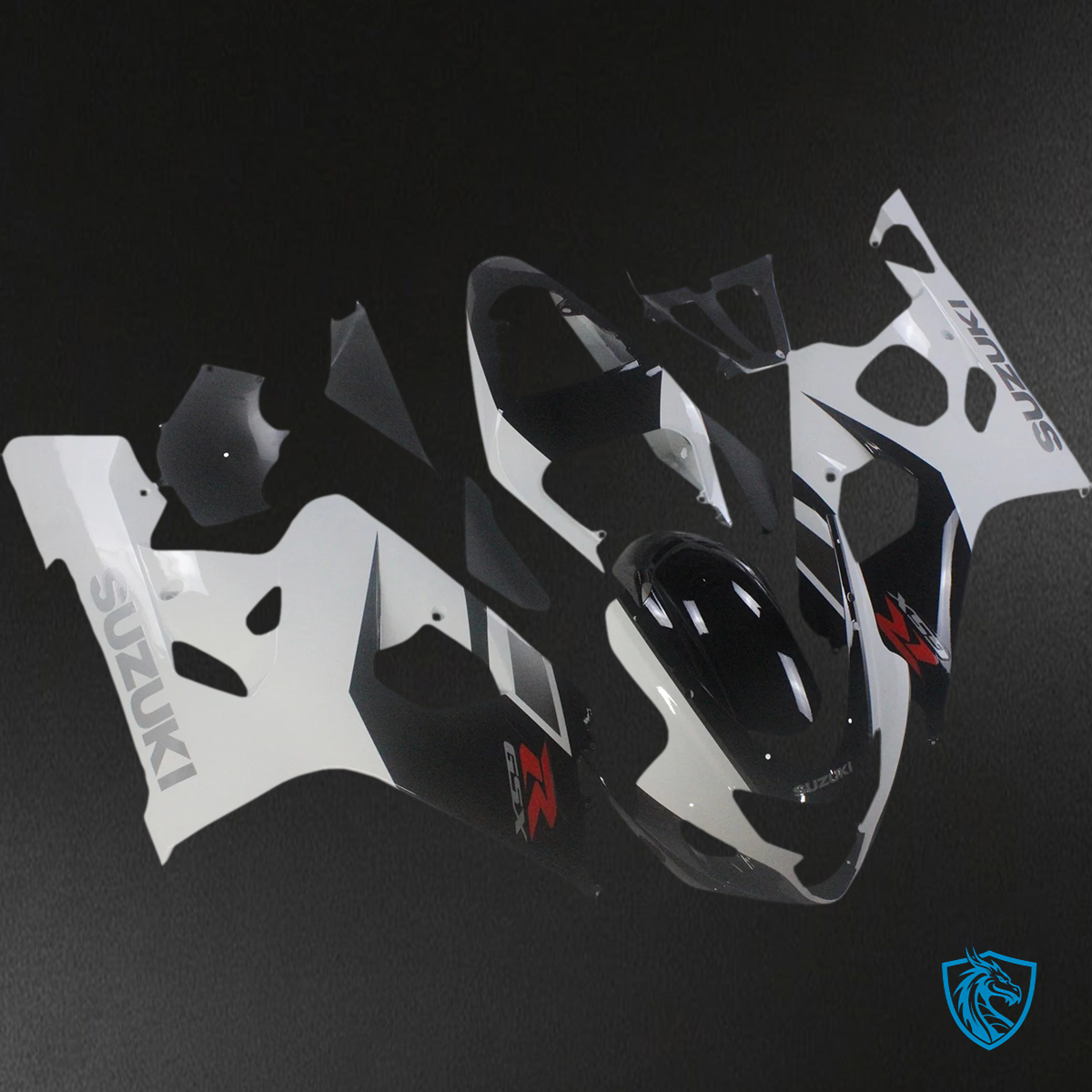 Suzuki GSXR 600-750 (2004-2005) Black with White - Fairing Kit