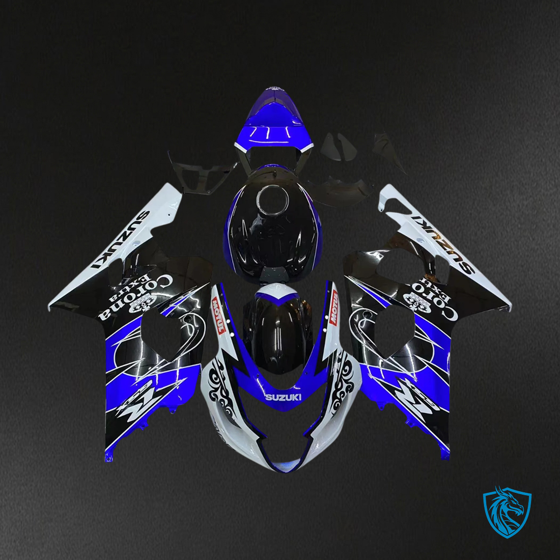 Suzuki GSXR 600-750 (2004-2005) Blue, Black & White - Fairing Kit