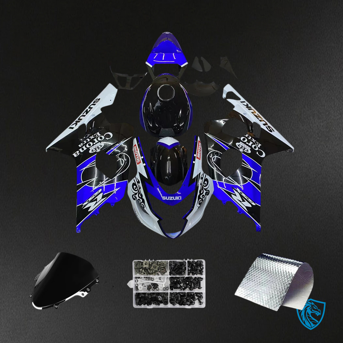 Suzuki GSXR 600-750 (2004-2005) Blue, Black & White - Fairing Kit