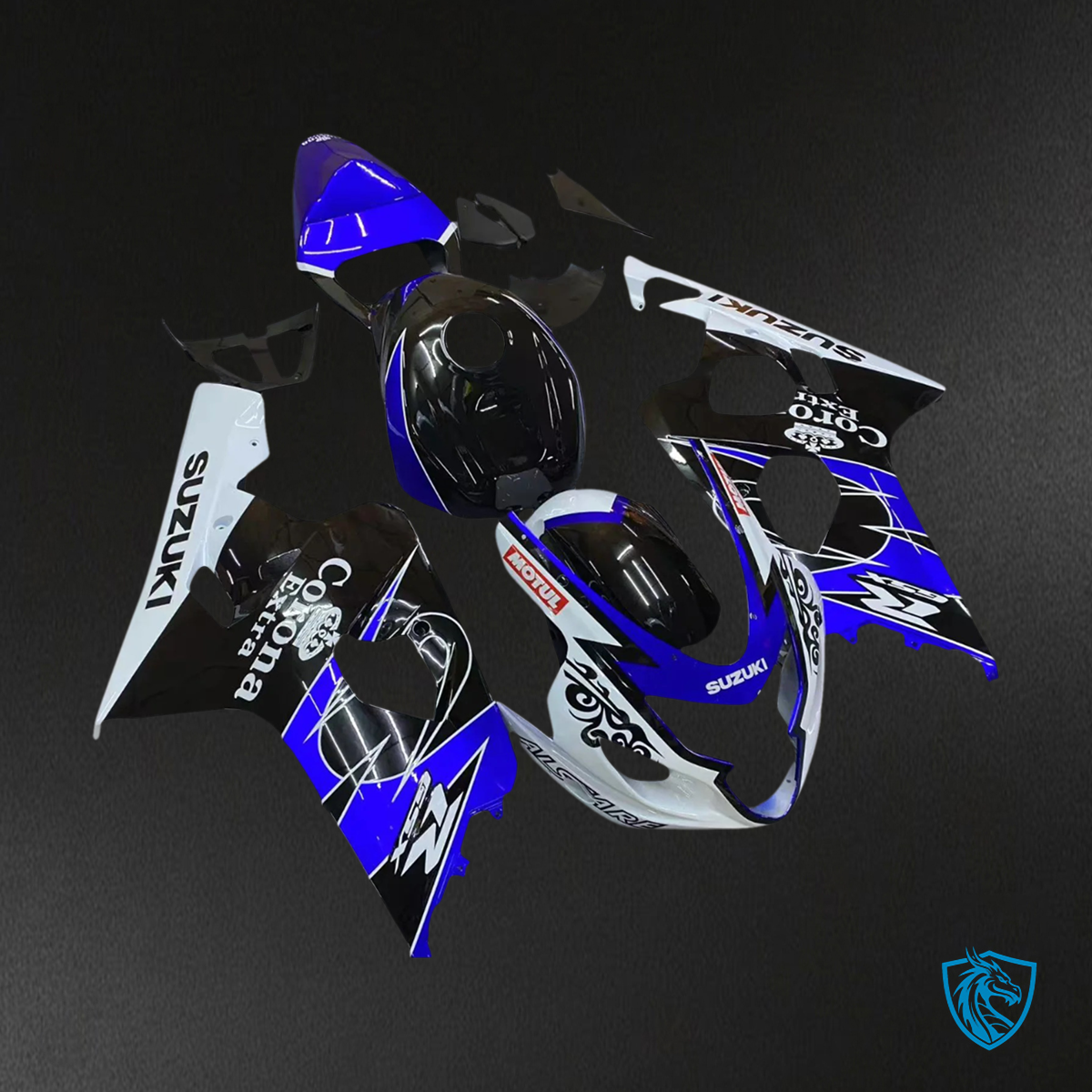 Suzuki GSXR 600-750 (2004-2005) Blue, Black & White - Fairing Kit