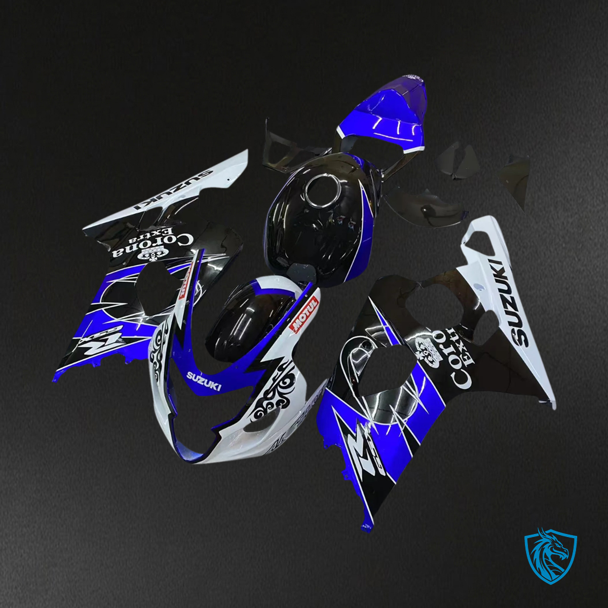 Suzuki GSXR 600-750 (2004-2005) Blue, Black & White - Fairing Kit