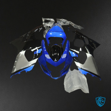 Suzuki GSXR 600-750 (2004-2005) Blue, Black & Silver Motorcycle Fairings Kit - Aftermarket ABS Bodywork
