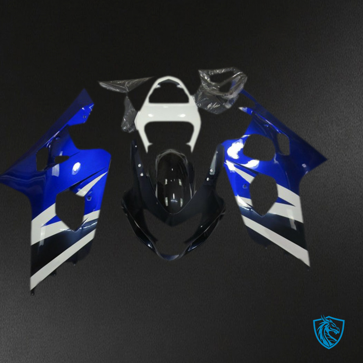 Suzuki GSXR 600-750 (2004-2005) Blue, White & Black Motorcycle - Custom ABS Fairing Kit