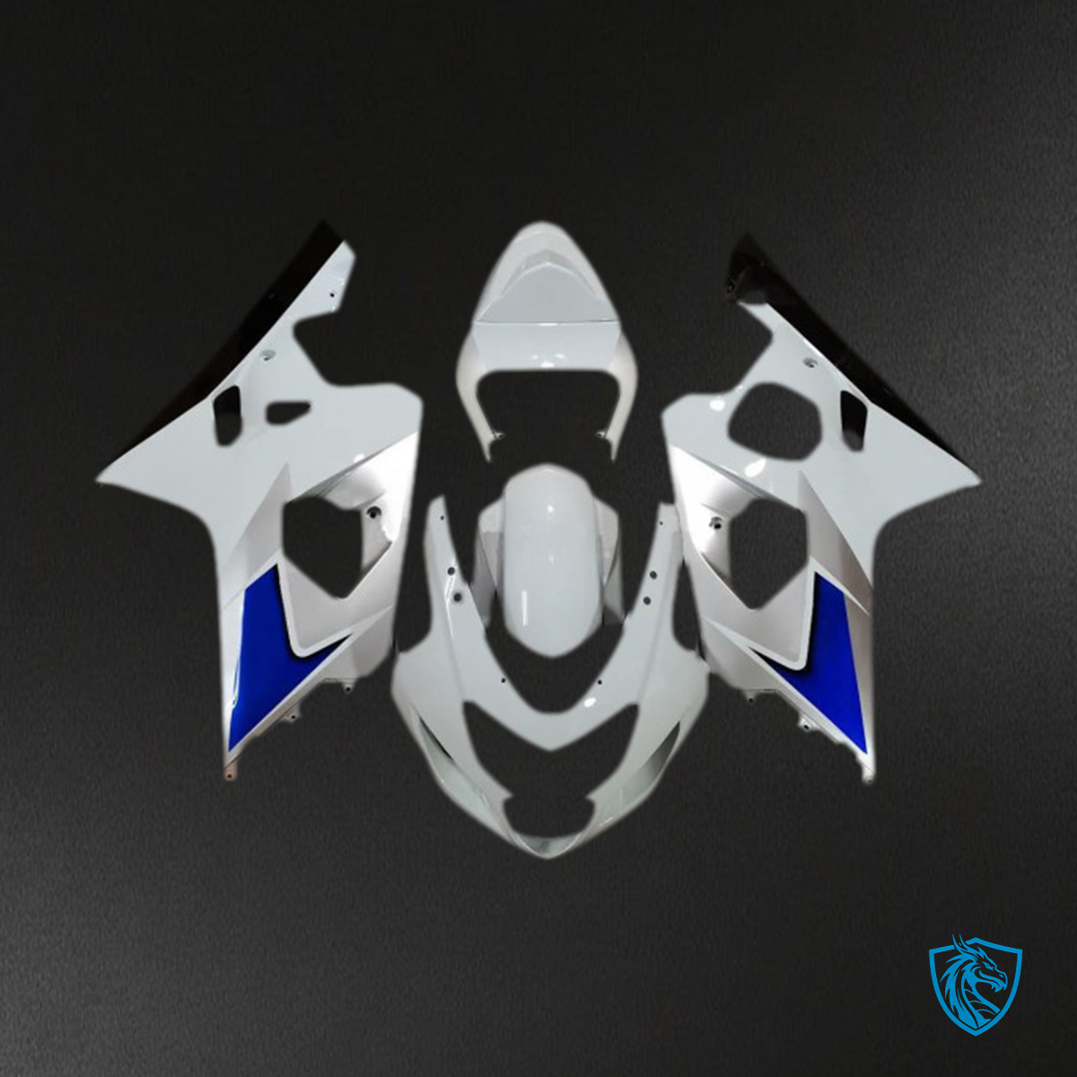 Suzuki GSXR 600-750 (2004-2005) Blue, White & Silver Style - MERGEment Motorcycle Fairings Kit