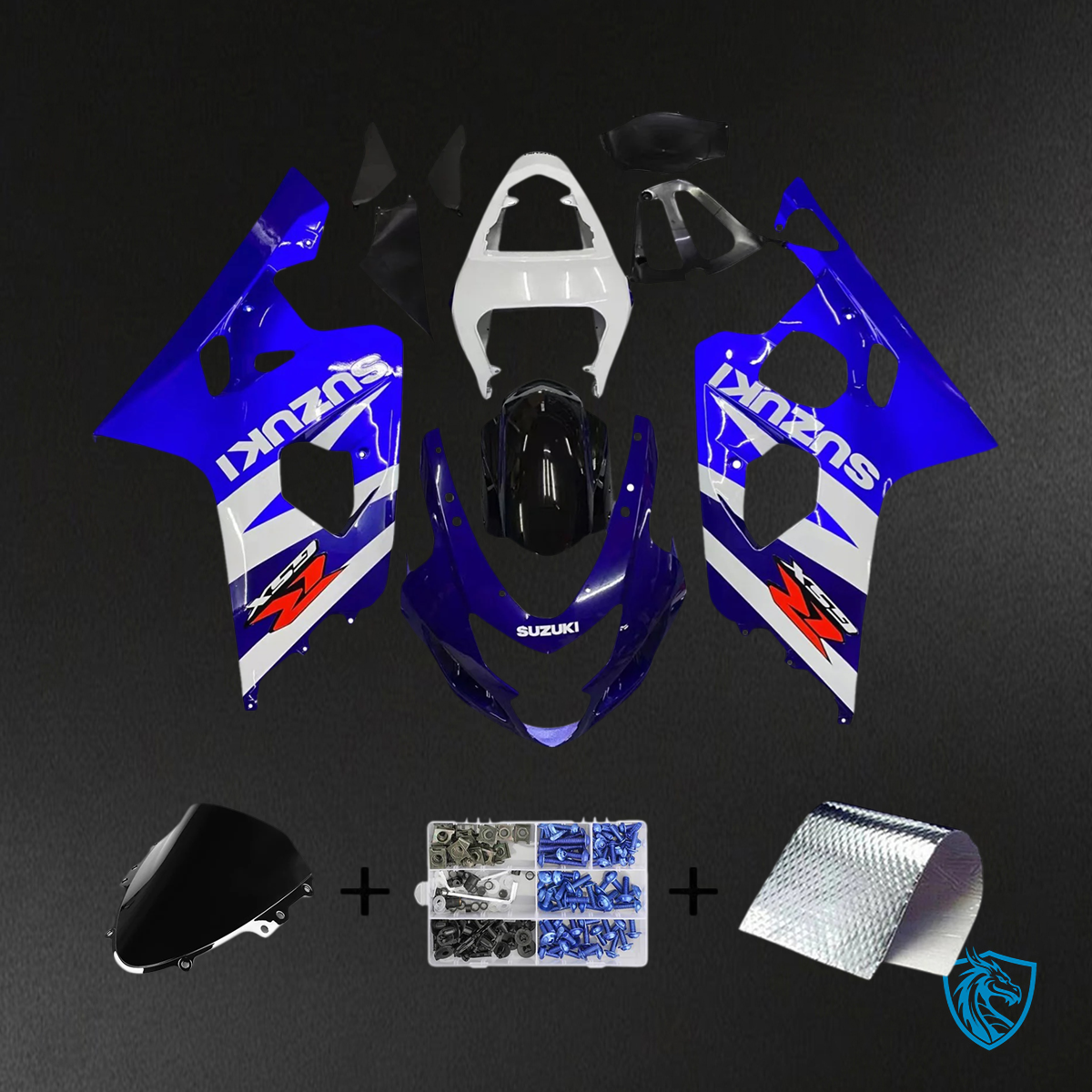 Suzuki GSXR 600-750 (2004-2005) Blue with White - Fairing Kit