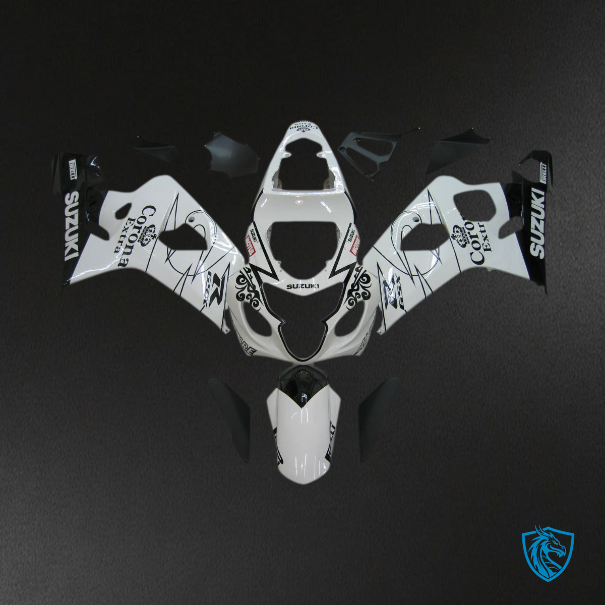 Suzuki GSXR 600-750 (2004-2005) White & Black Generic Injection - Custom ABS Fairing Kit