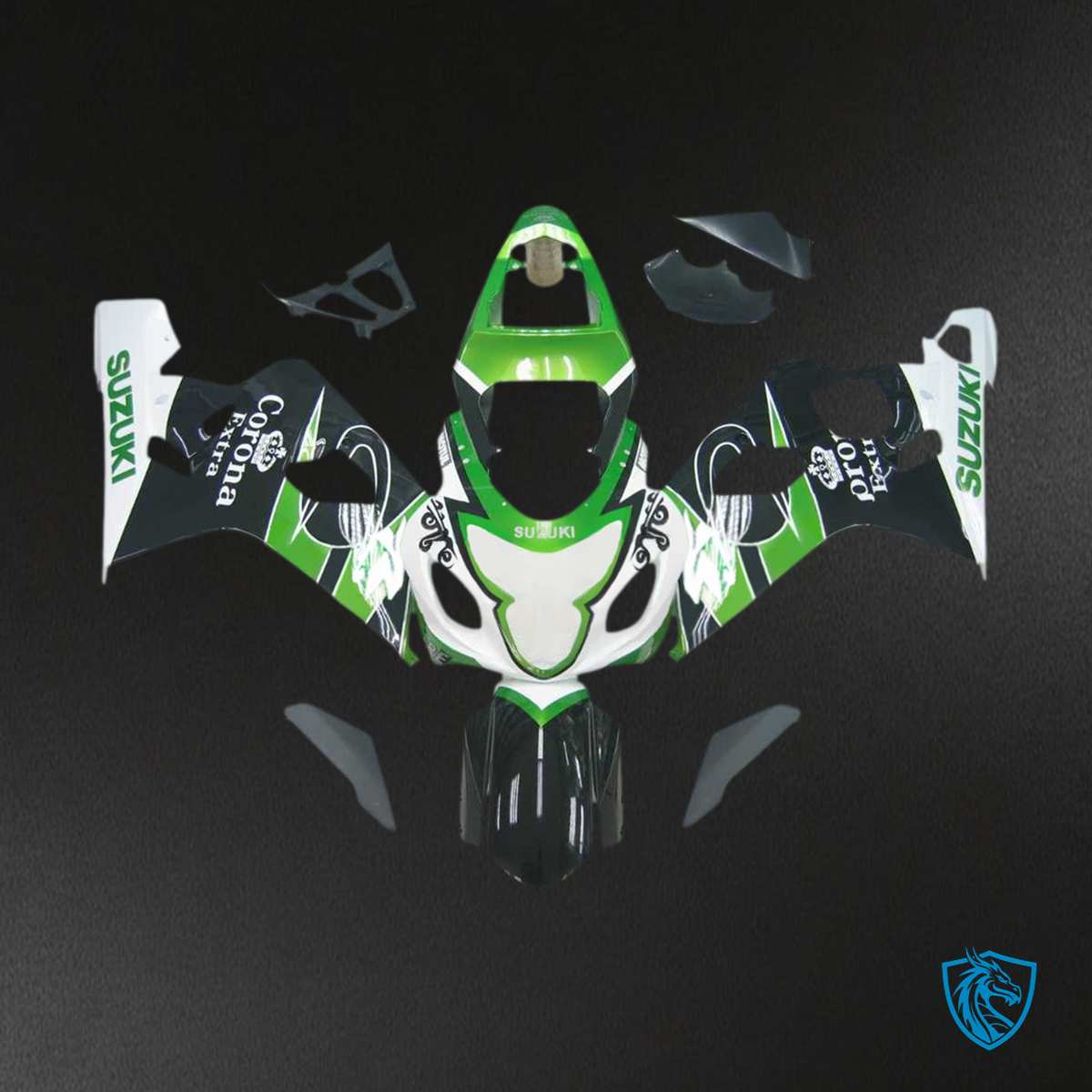 Suzuki GSXR 600-750 (2004-2005) Green, White & Black - Fairing Kit | ABS Bodywork