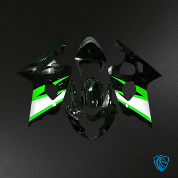 Suzuki GSXR 600-750 (2004-2005) Gloss Black & Green Motorcycle Fairings Kit | ABS Bodywork