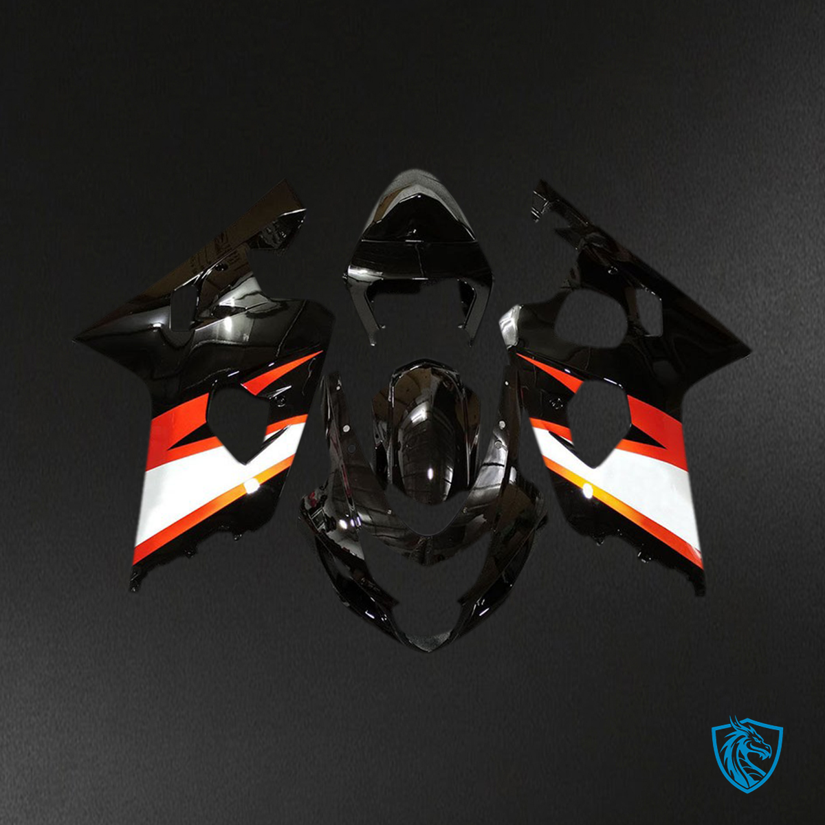 Suzuki GSXR 600-750 (2004-2005) Gloss Black & Orange - MERGEment Motorcycle Fairings Kit