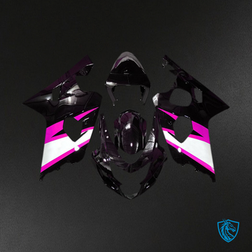 Suzuki GSXR 600-750 (2004-2005) Gloss Black & Pink Motorcycle Fairings Kit - Aftermarket ABS Bodywork
