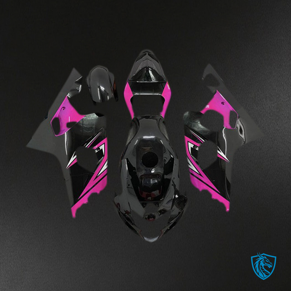 Suzuki GSXR 600-750 (2004-2005) Gloss Black & Pink Motorcycle Fairings Kit | ABS Bodywork