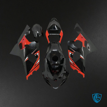 Suzuki GSXR 600-750 (2004-2005) Gloss Black & Red Motorcycle Fairings - Custom ABS Fairing Kit