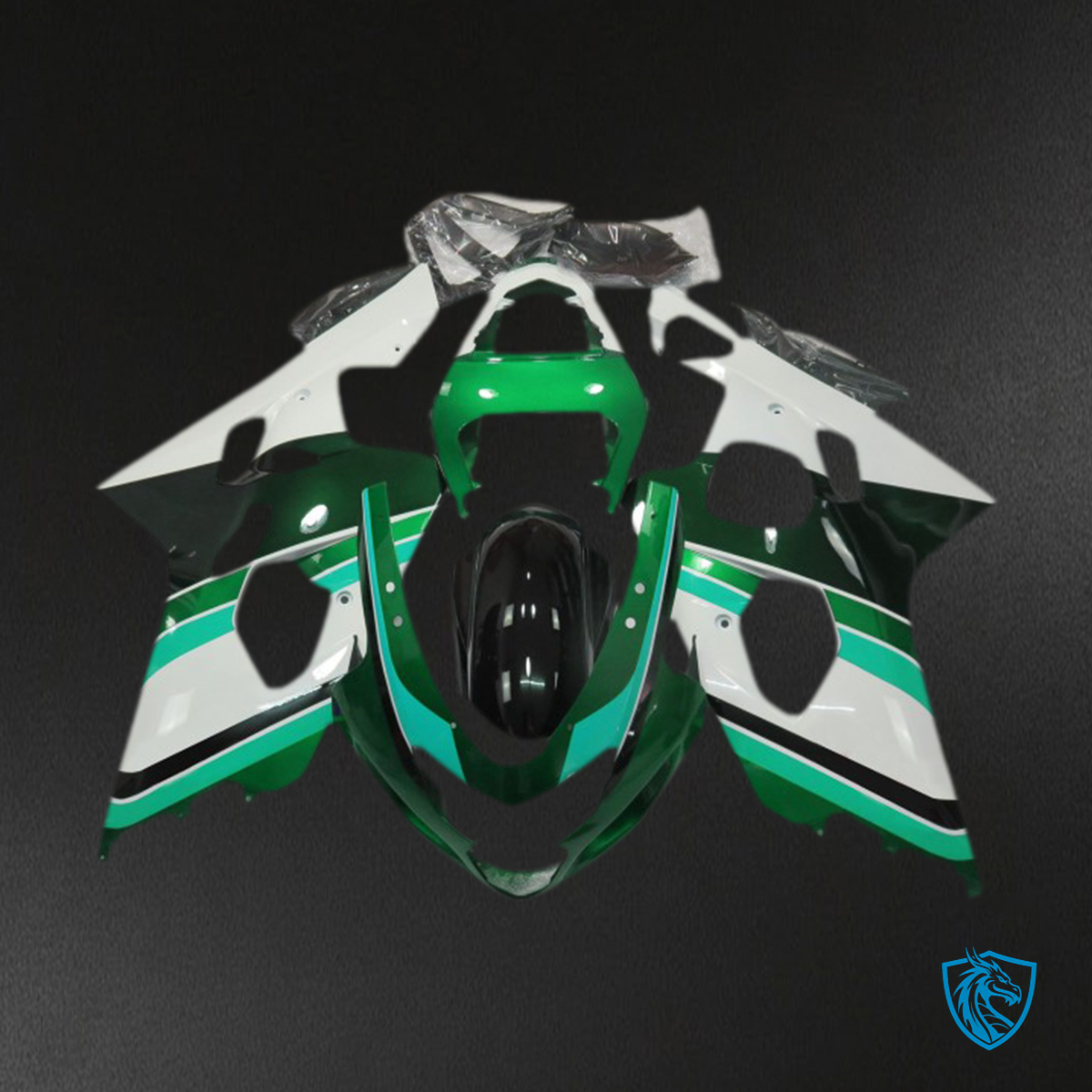 Suzuki GSXR 600-750 (2004-2005) Gloss Green & White - MERGEment Motorcycle Fairings Kit