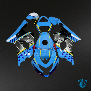 Suzuki GSXR 600-750 (2004-2005) Gloss Light Blue & Black Custom - Custom ABS Fairing Kit