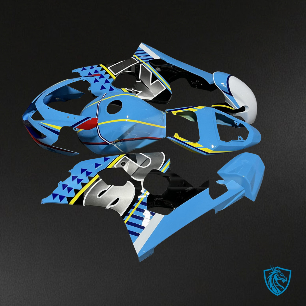 Suzuki GSXR 600-750 (2004-2005) Gloss Light Blue & Black Custom - Custom ABS Fairing Kit